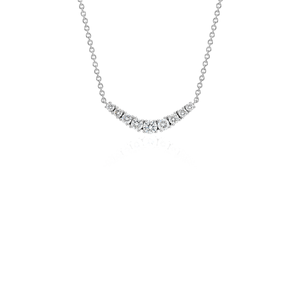 Mini Diamond Curved Bar Necklace in 14k White Gold (1/4 ct. tw.)