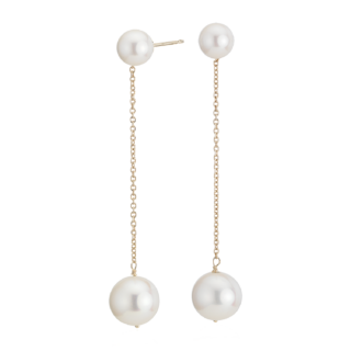 Freshwater Cultured Pearl Drop Earrings in 14k Yellow Gold (6-10mm)