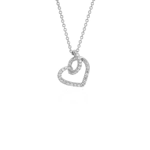 Diamond Twist Pavé Heart Pendant in 14k White Gold (1/6 ct. tw.)