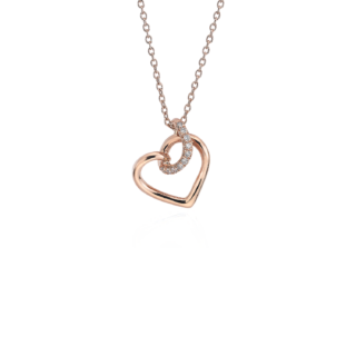 Diamond Twist Pavé Heart Pendant in 14k Rose Gold