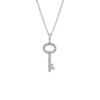 Diamond Key Pendant in 14k White Gold (1/10 ct. tw.)