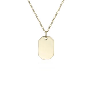 18" Petite Dog Tag Necklace in 14k Yellow Gold (1 mm)
