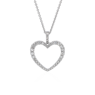 Diamond Open Heart Pendant in 14k White Gold (1/2 ct. tw.)