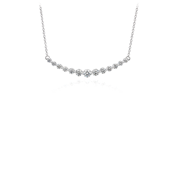 Diamond Curved Bar Necklace in 18k White Gold (2 ct. tw.)