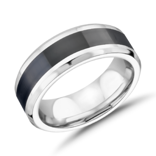 Black Ceramic Center Inlay Wedding Ring in Cobalt (7mm)