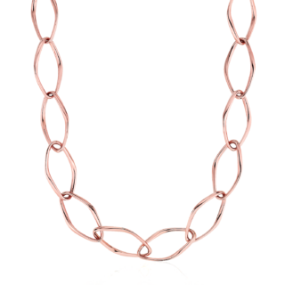 34" Long Open Oval Chain Necklace in 18k Italian Rose Gold (12 mm)