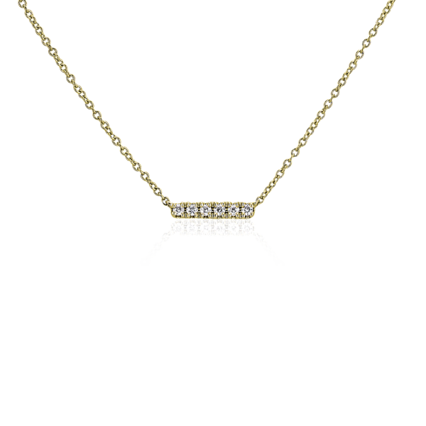 Mini Diamond Bar Necklace in 14k Yellow Gold