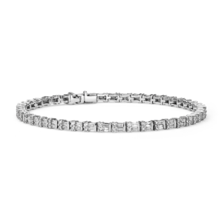 Round & Baguette Diamond Bracelet in 14k White Gold (2 1/4 ct. tw.)
