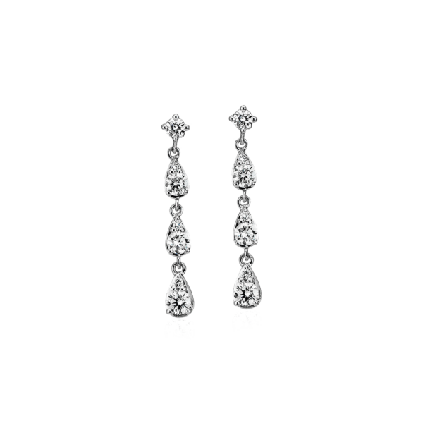 Diamond Fancy Shape Drop Earrings in 14k White Gold (3/8 ct. tw.)