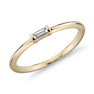 Mini Baguette-Cut Diamond Fashion Ring in 14k Yellow Gold