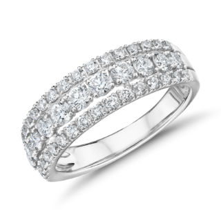 Triple Row Diamond Fashion Ring in 14k White Gold (1 ct. tw.)
