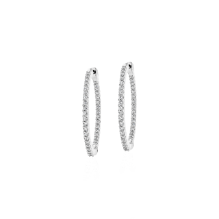 Diamond Eternity Hoop Earrings in 14k White Gold- I/I1 (2 ct. tw.)