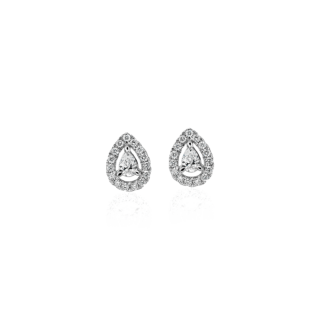 Pear-Shaped Diamond Halo Stud Earrings in 14k White gold (1/4 ct. tw.)