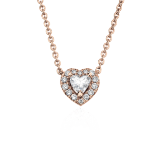 Heart-Shaped Diamond Halo Pendant in 14k Rose Gold (1/4 ct. tw.)