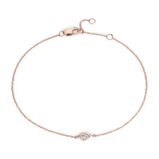 Mini Bezel Set Pear Cut Diamond Bracelet in 14k Rose Gold (1/6 ct. tw.)