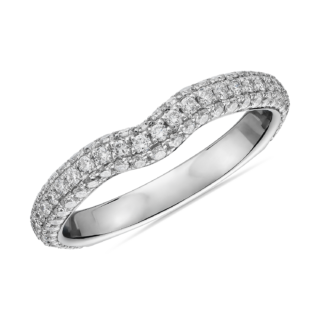 Curved Micropave Rollover Diamond Anniversary Ring in 14k White Gold (5/8 ct. tw.)