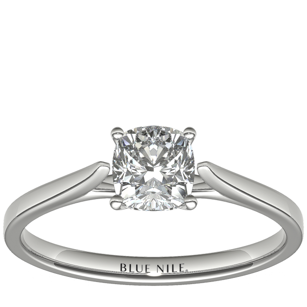 1 Carat Astor Cushion-Cut Petite Cathedral Solitaire in Platinum (F/VS2) Ready-to-Ship