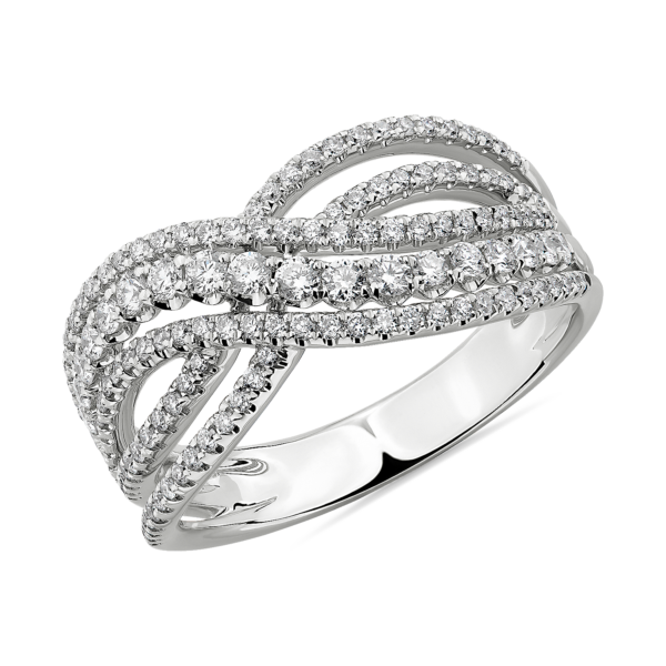 Diamond Woven Fashion Ring in 14K White Gold (3/4 ct. tw.)