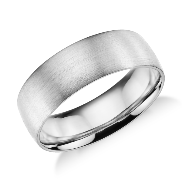 Matte Classic Wedding Ring in 14k White Gold (7mm)