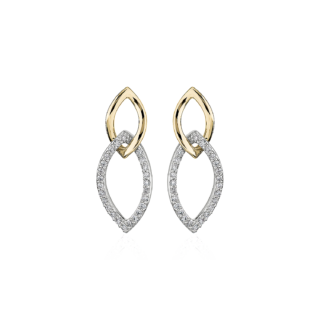 Two-Tone Diamond Link Stud Earrings in 14k Yellow and White Gold (1/5 ct. tw.)