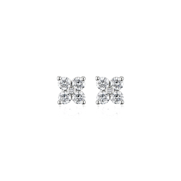 Diamond Cluster Stud Earrings in 14k White Gold (1 ct. tw.)
