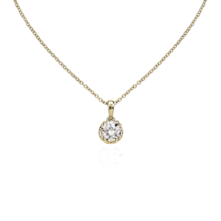 Double Prong Diamond Pendant with Diamond Crown Basket in 14k Yellow Gold (7/8 ct. tw.)