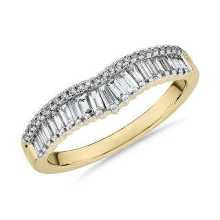 ZAC ZAC POSEN Baguette & Pave Diamond Crown Curved Wedding Ring in 14k Yellow Gold (2 mm