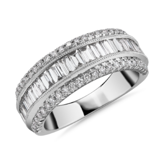 ZAC ZAC POSEN Luxe Triple Row Baguette & Pave Diamond Wedding Ring in 14k White Gold (7 mm