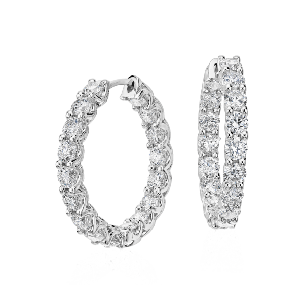 Diamond Eternity Hoop Earrings in 18k White Gold (4 1/2 ct. tw.)