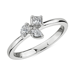 Mixed Shape Diamond Cluster Fashion Ring in 14k White Gold (1/4 ct. tw.)