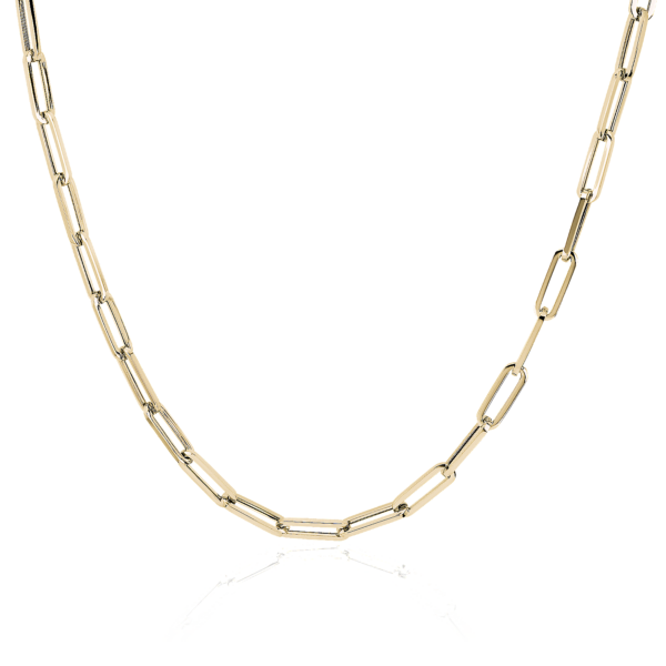 34" Paperclip Necklace in 14k Italian Yellow Gold (4 mm)
