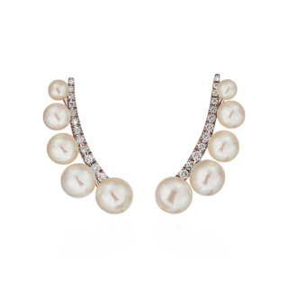 Freshwater Cultured Pearl Climber Earrings in 14k Rose Gold (3-6mm)