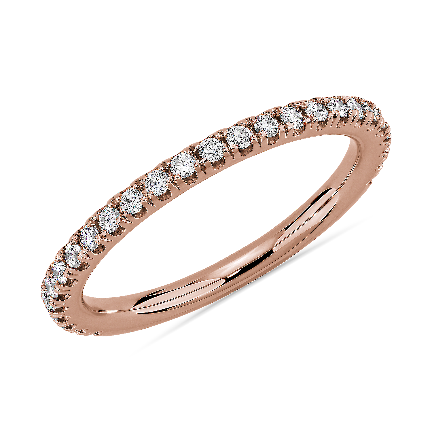 Three Quarter Pavé Diamond Wedding Ring in 14k Rose Gold (1/4 ct. tw.) Three Quarter Pavé Diamond Wedding Ring in 14k Rose Gold (1/4 ct. tw.)