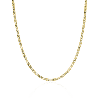 20" Men's Solid Cuban Link Chain in 14k Italian Yellow Gold (3.4 mm)