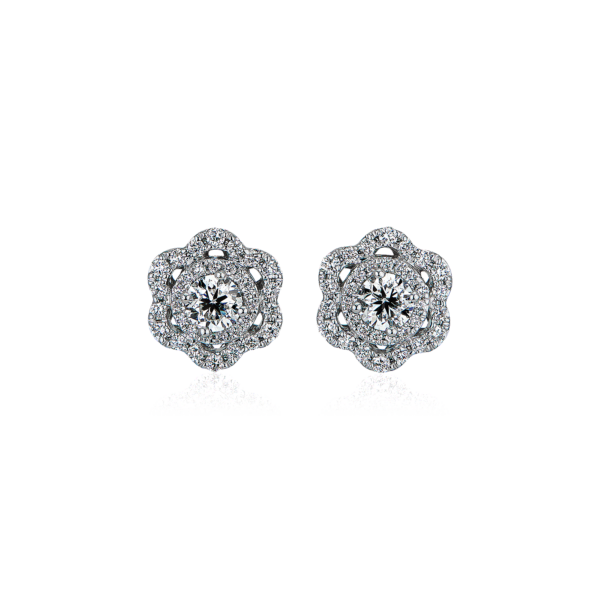 Diamond Flower Fashion Stud Earrings in 14k White Gold (1 ct. tw.)