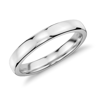 Low Dome Comfort Fit Wedding Ring in 18k White Gold (3mm) Low Dome Comfort Fit Wedding Ring in 18k White Gold (3mm)