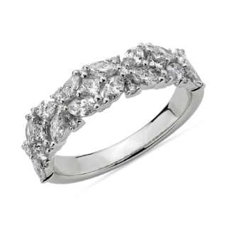 Ornate Diamond Cluster Fashion Ring in 14k White Gold (1 ct. tw.)
