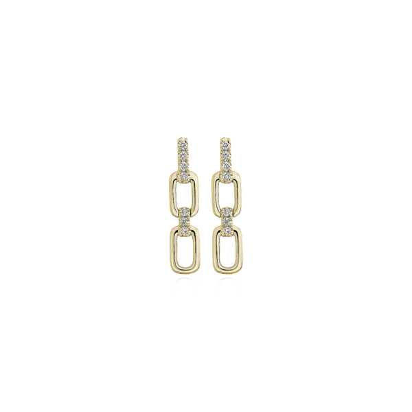 Diamond Link Drop Earrings in 14k Yellow Gold