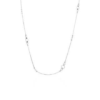32" Forever Link Moon Cut Station Necklace in 14k White Gold