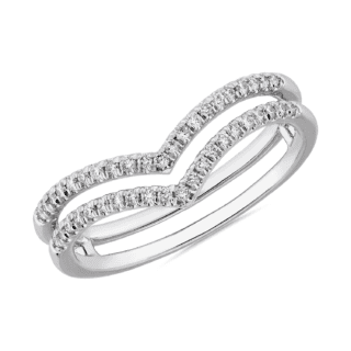 Double Chevron Ring in 14k White Gold (1/6 ct. tw.)
