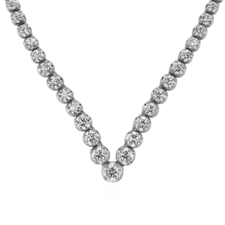 Diamond Chevron Eternity Necklace in 14k White Gold (15 ct. tw.)