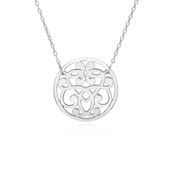 18" Geometric Floral Pendant in Sterling Silver (1 mm)