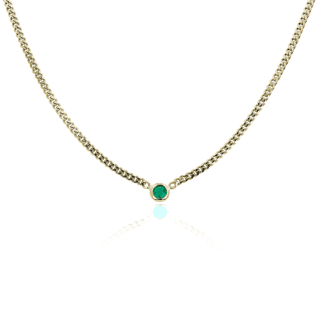 Emerald Curb Link Necklace in 14k Italian Yellow Gold