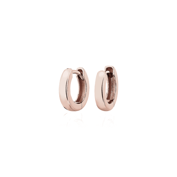 Mini Wide Huggie Hoop Earrings in 14k Rose Gold (3 x 12 mm)
