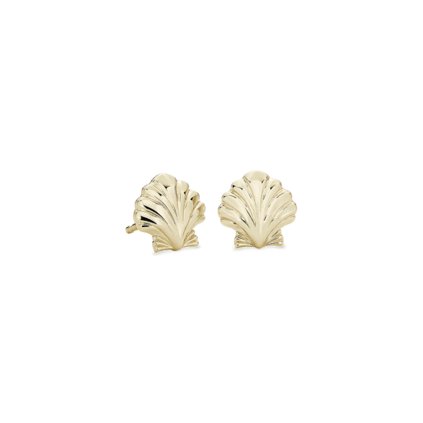 Tiny Shell Earrings in 14k Yellow Gold