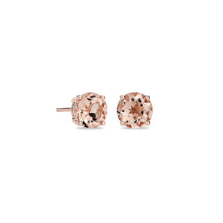 Morganite Stud Earrings in 14k Rose Gold (7mm)