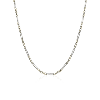 34" Two-Tone Mixed Link Necklace in 14k Italian Gold (4 mm)
