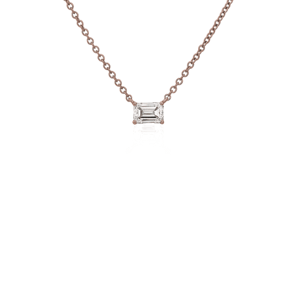 East-west Emerald Cut Pendant in 14k Rose Gold (1/2ct. tw.)