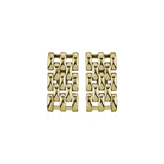 5-Row Panther Earrings in 14k Yellow Gold