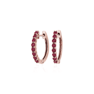Ruby Hoop Earrings in 14k Rose Gold